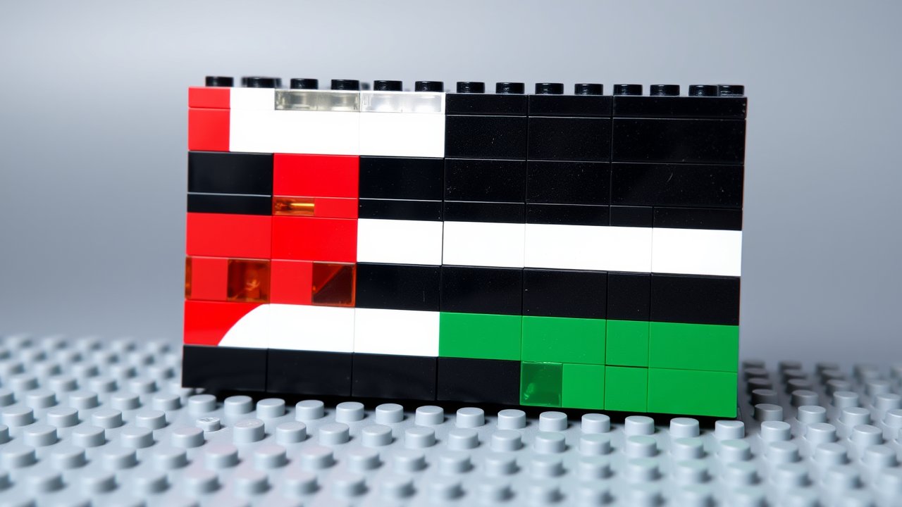 Flag of Palestine State 🇵🇸 in lego bricks style