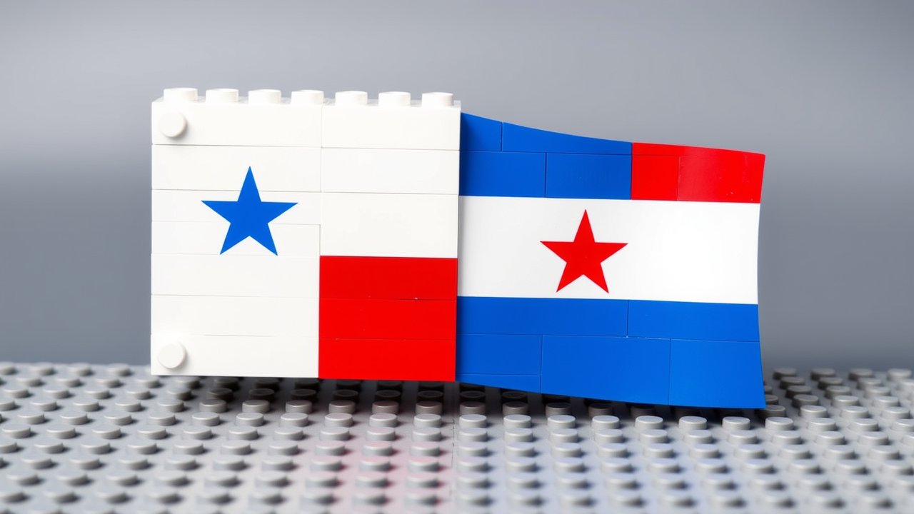 Flag of Panama 🇵🇦 in lego bricks style