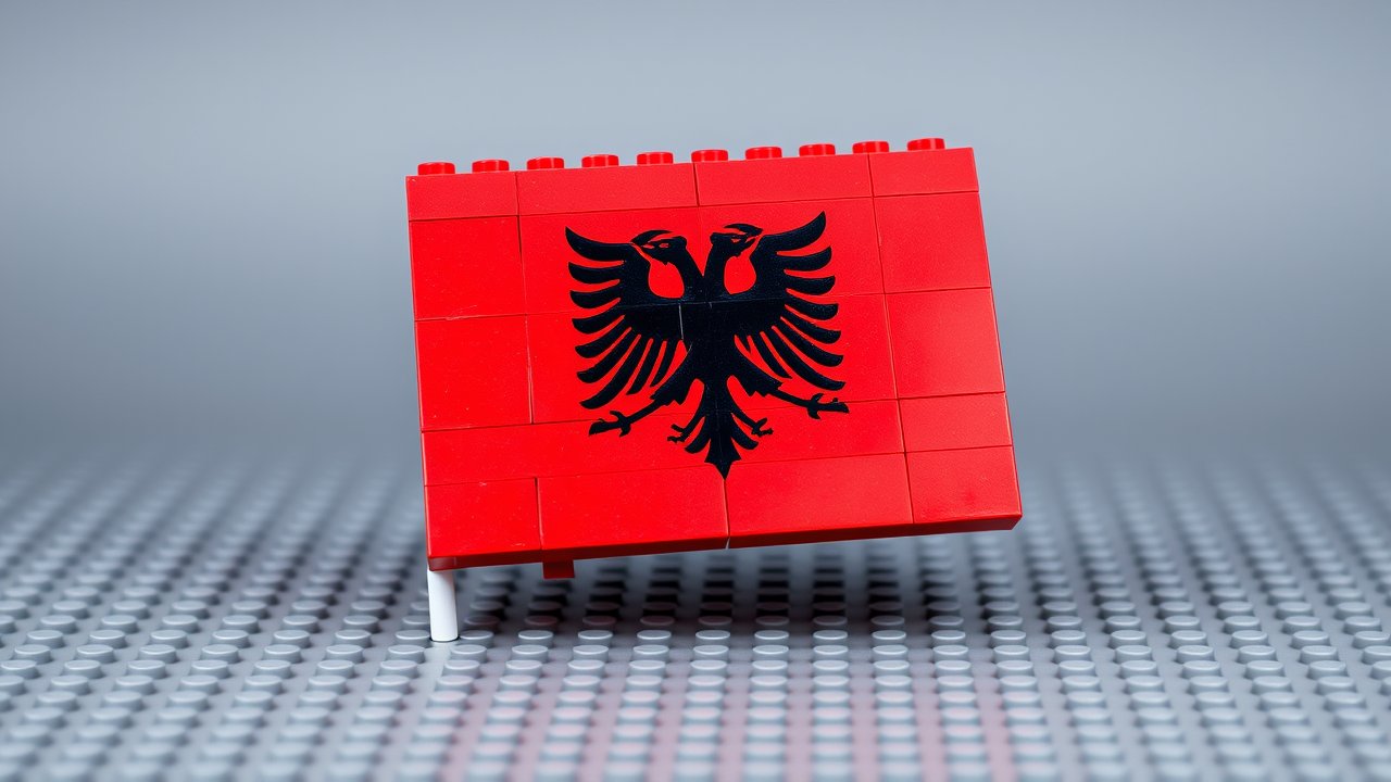 Flag of Albania 🇦🇱 in lego bricks style