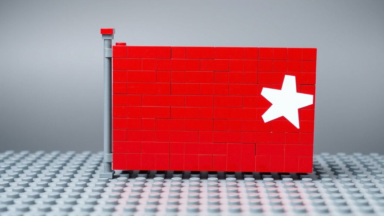 Flag of Bahrain 🇧🇭 in lego bricks style