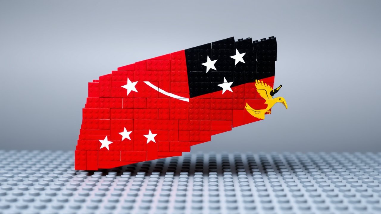 Flag of Papua New Guinea 🇵🇬 in lego bricks style