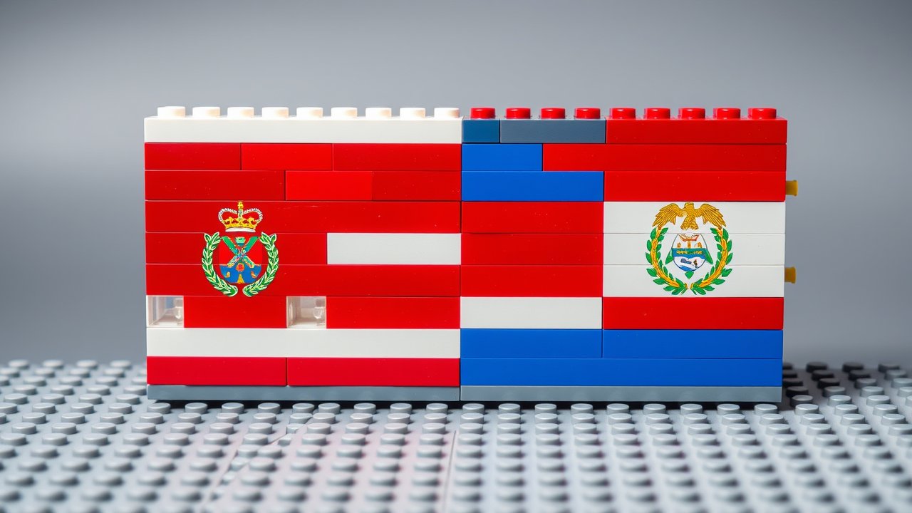 Flag of Paraguay 🇵🇾 in lego bricks style