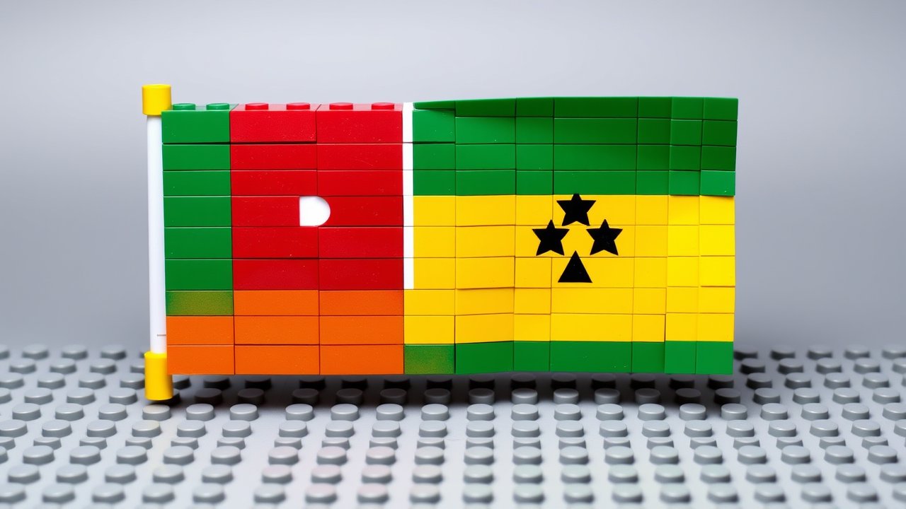Flag of Sao Tome and Principe 🇸🇹 in lego bricks style