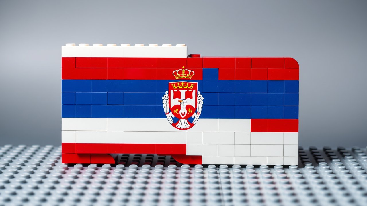 Flag of Serbia 🇸🇳 in lego bricks style