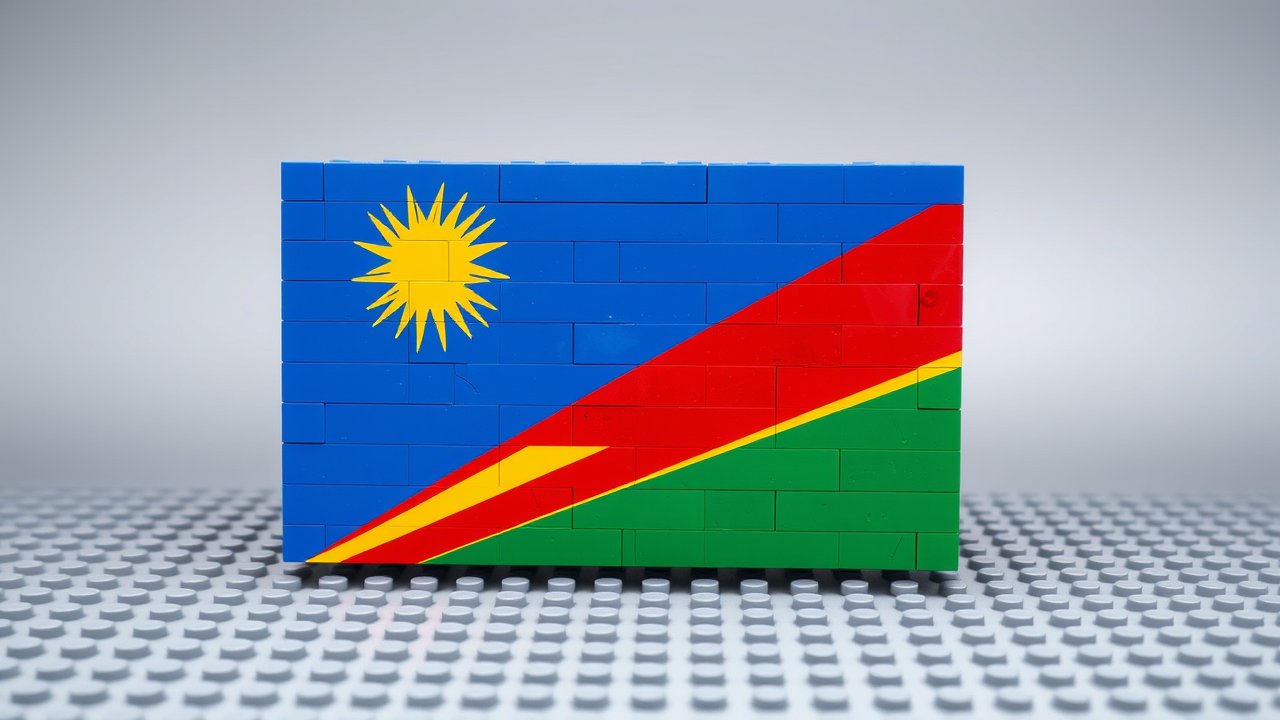 Flag of Seychelles 🇸🇨 in lego bricks style