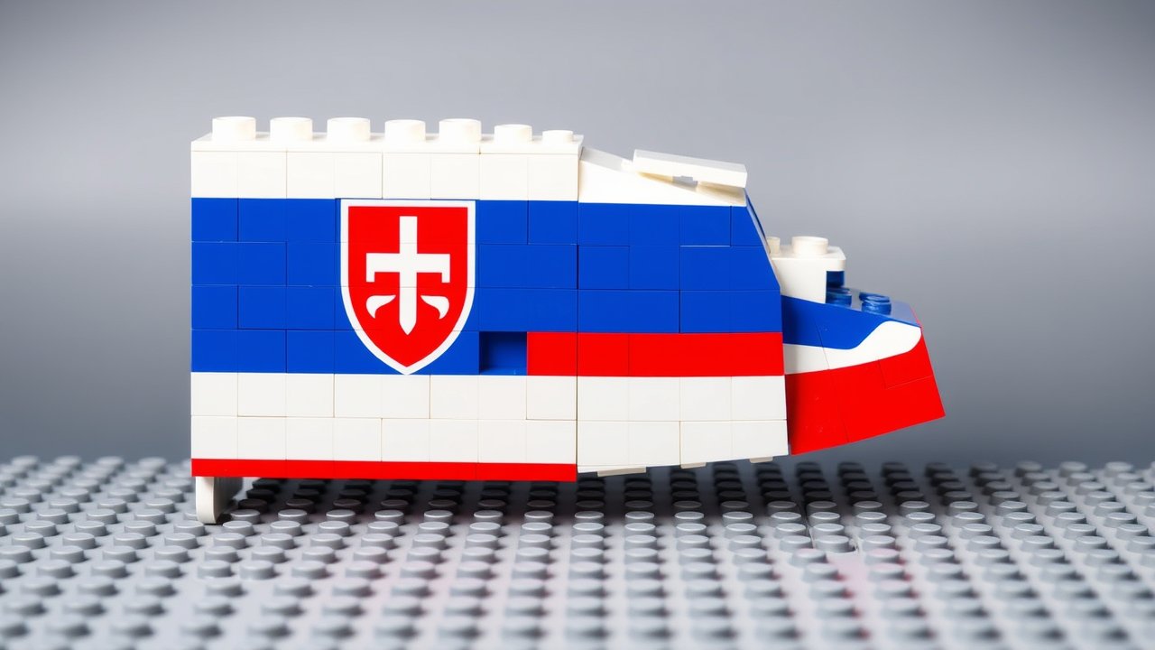 Flag of Slovakia 🇸🇰 in lego bricks style