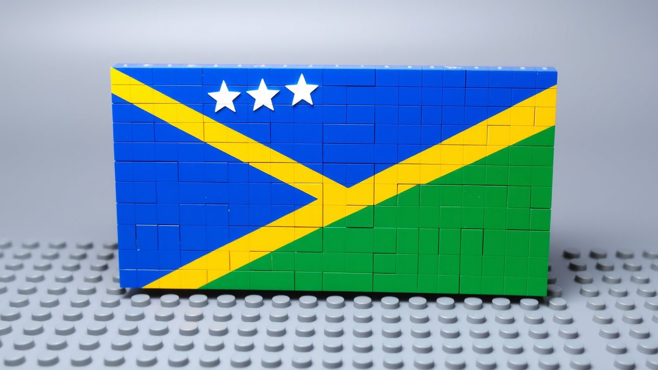 Flag of Solomon Islands 🇸🇧 in lego bricks style