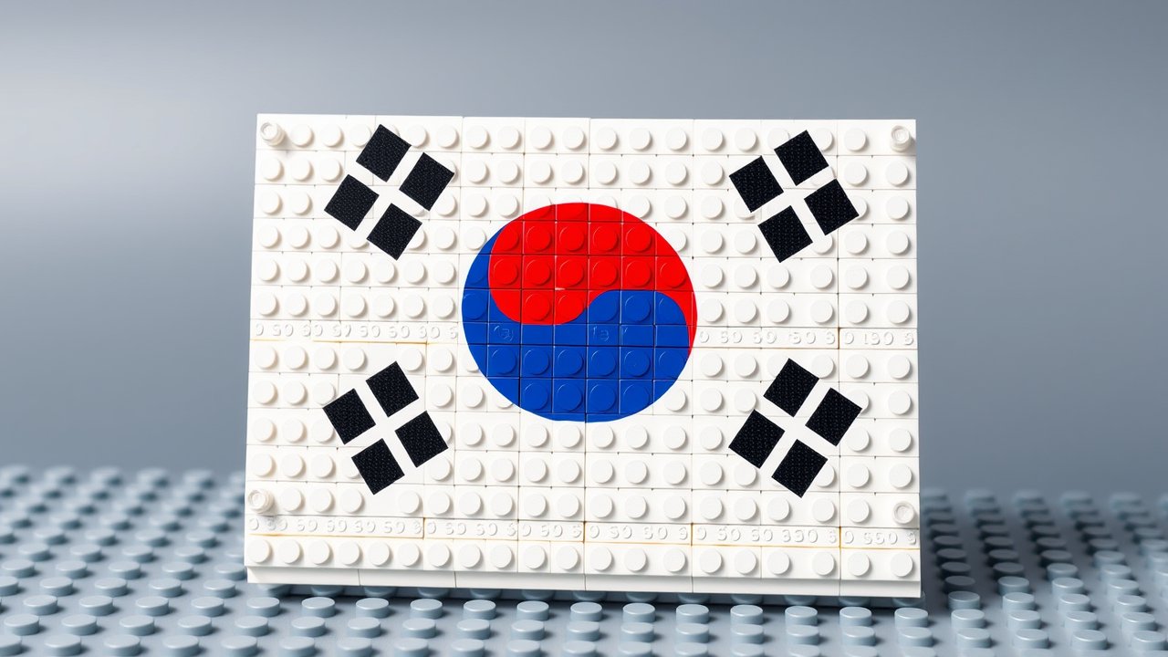 Flag of South Korea 🇰🇷 in lego bricks style