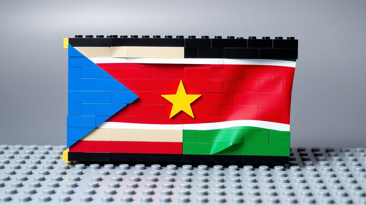 Flag of South Sudan 🇸🇸 in lego bricks style