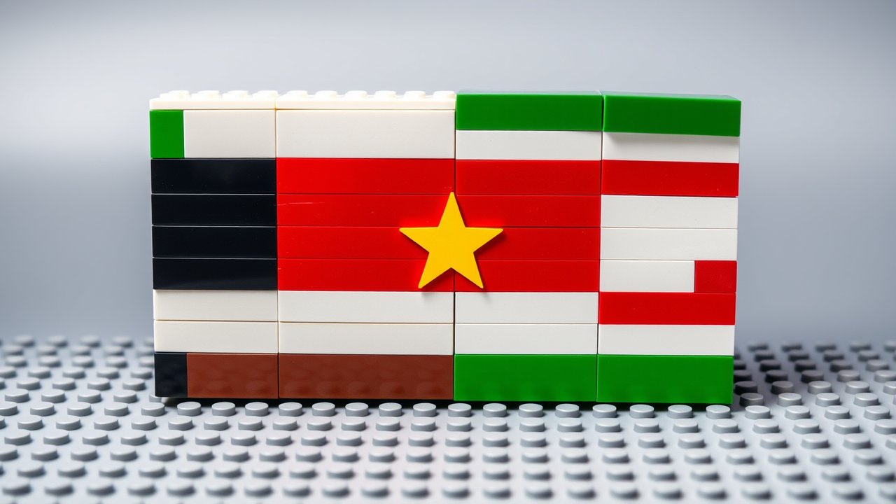 Flag of Suriname 🇸🇷 in lego bricks style
