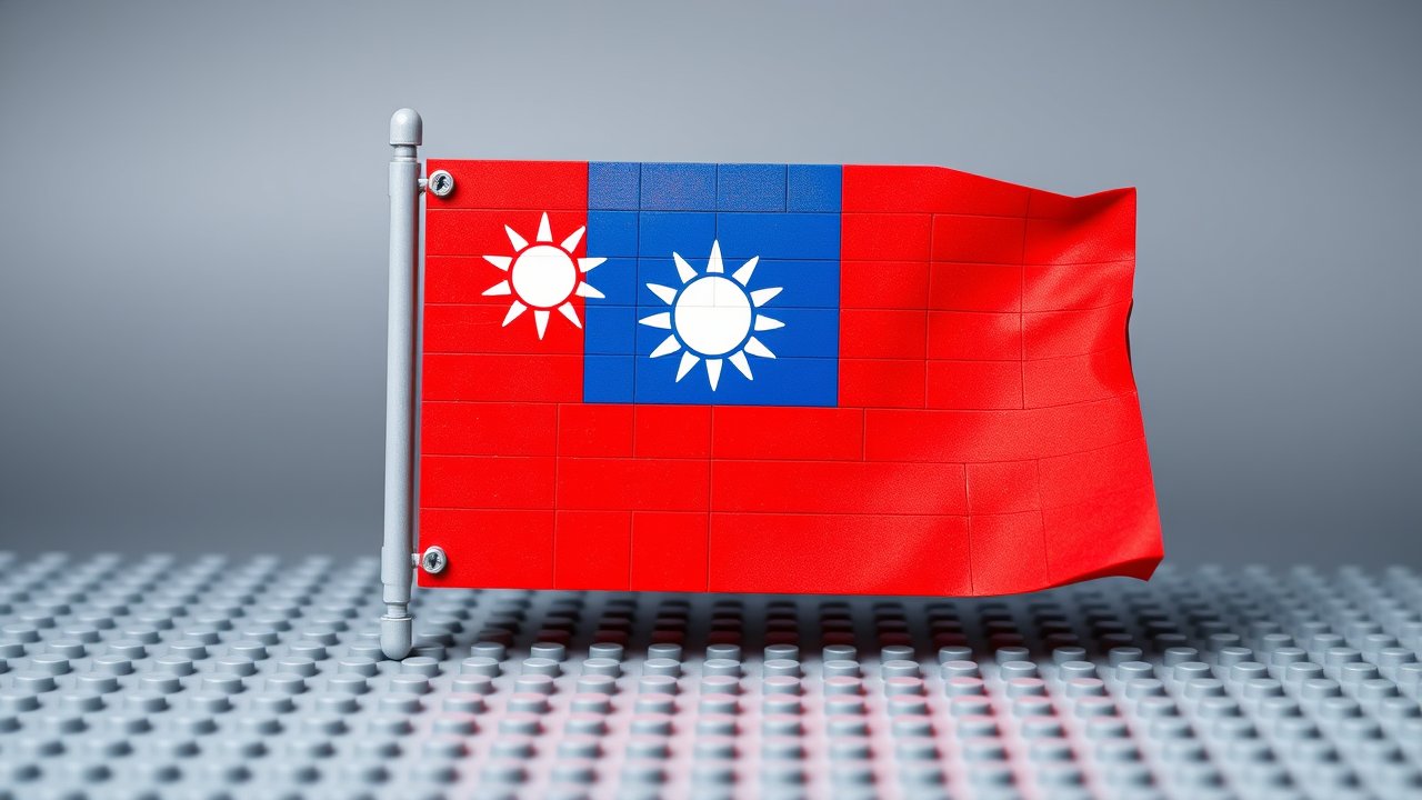 Flag of Taiwan 🇹🇼 in lego bricks style