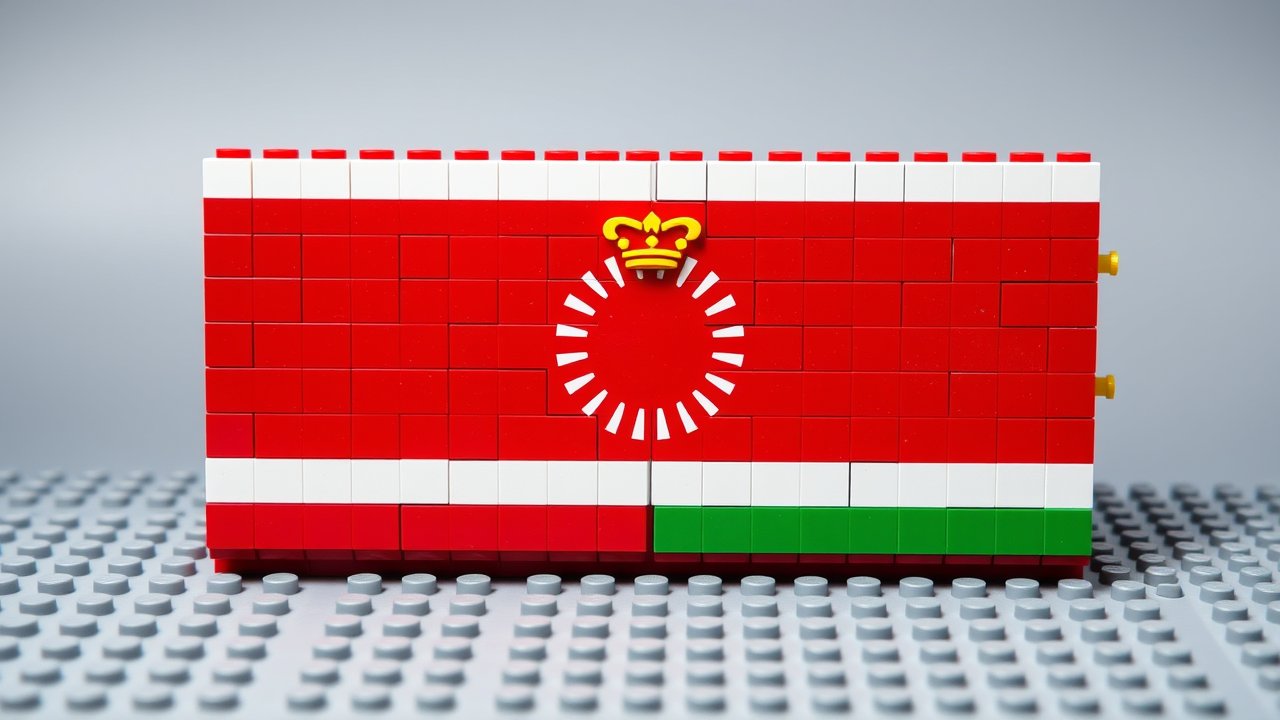 Flag of Tajikistan 🇹🇯 in lego bricks style