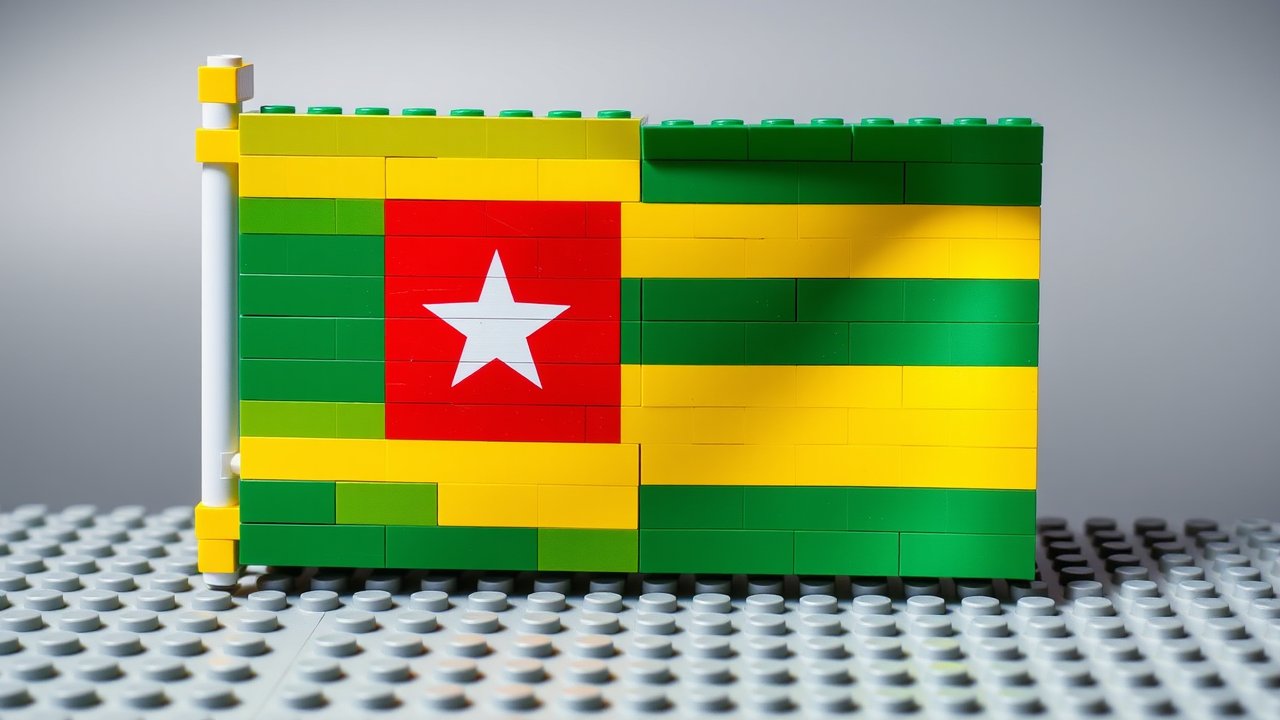 Flag of Togo 🇹🇬 in lego bricks style