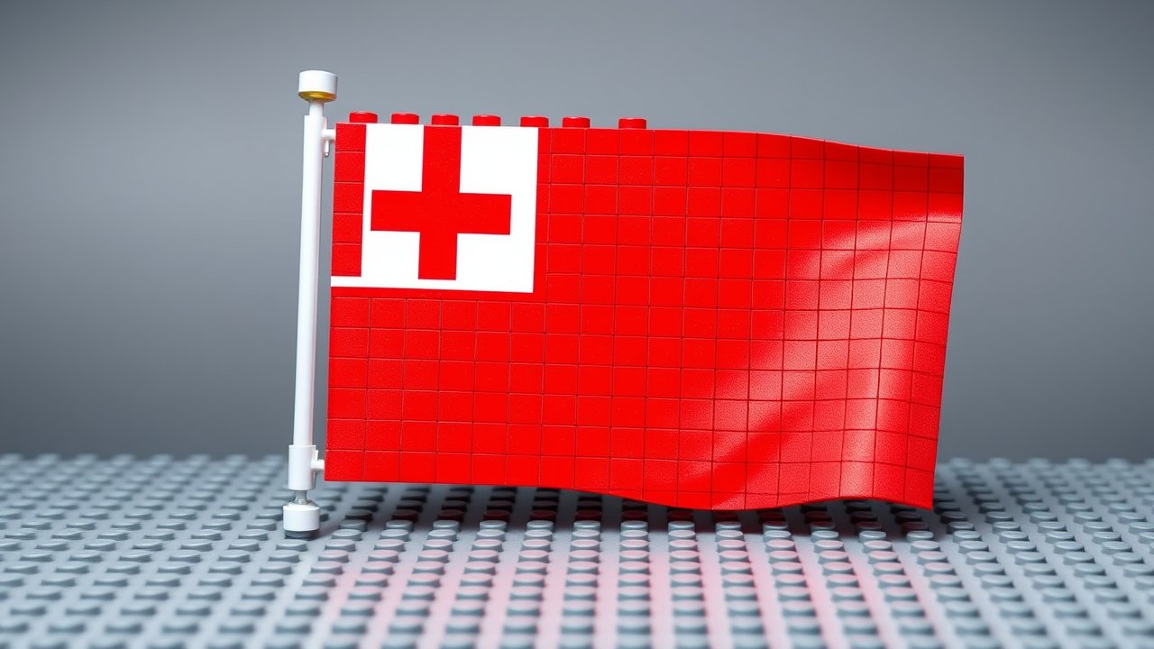 Flag of Tonga 🇹🇴 in lego bricks style
