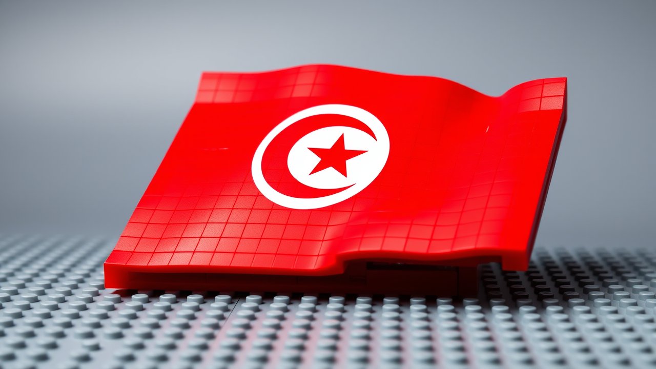 Flag of Tunisia 🇹🇳 in lego bricks style
