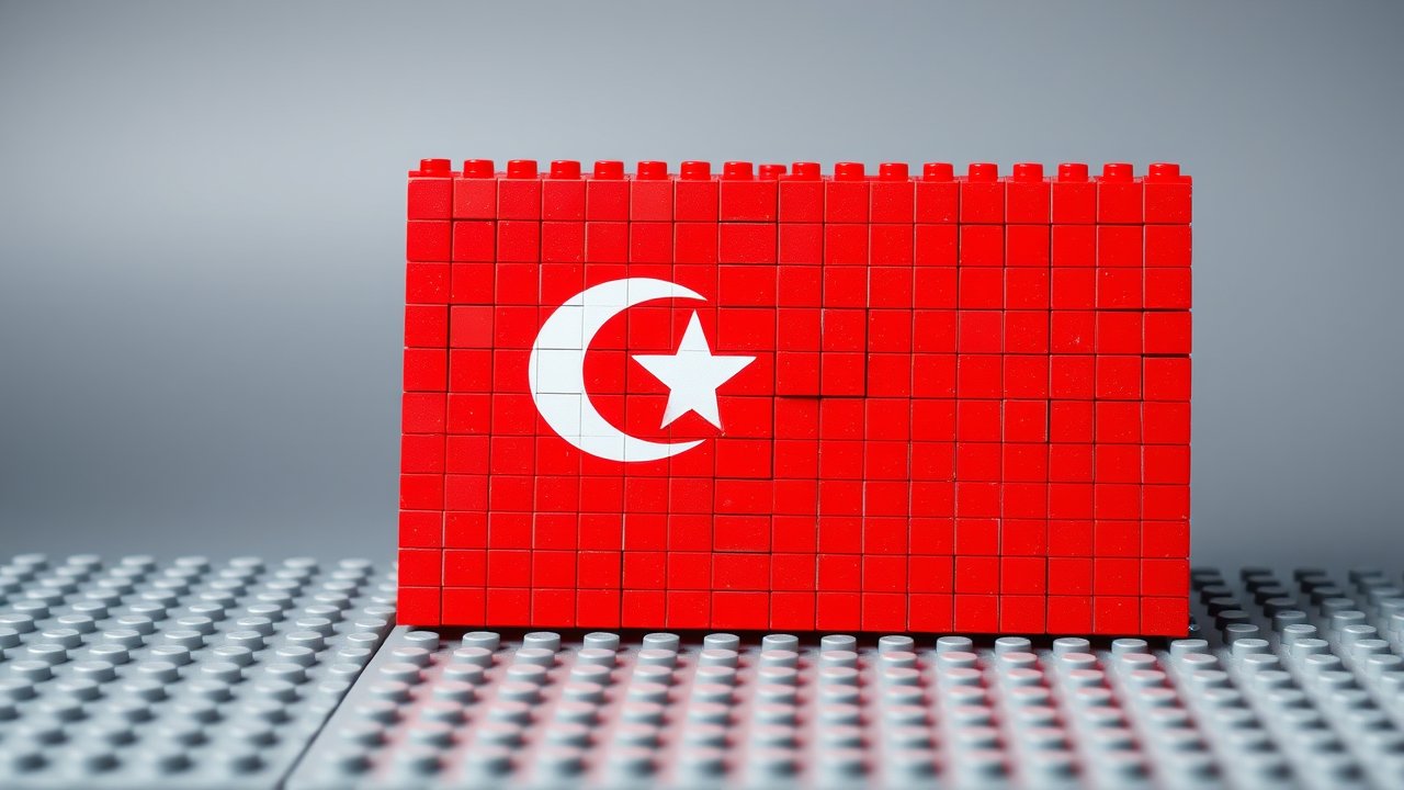 Flag of Turkey 🇹🇷 in lego bricks style
