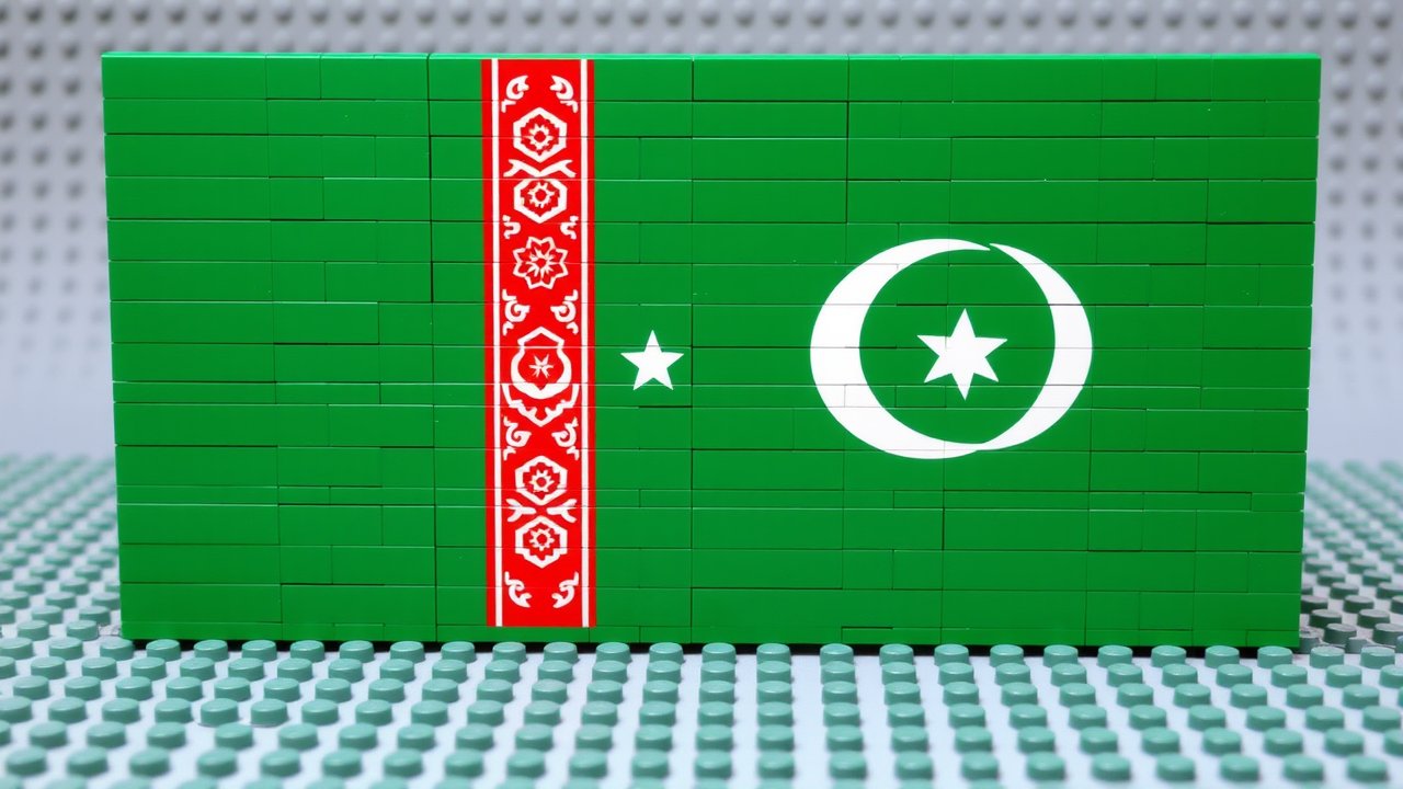 Flag of Turkmenistan 🇹🇲 in lego bricks style