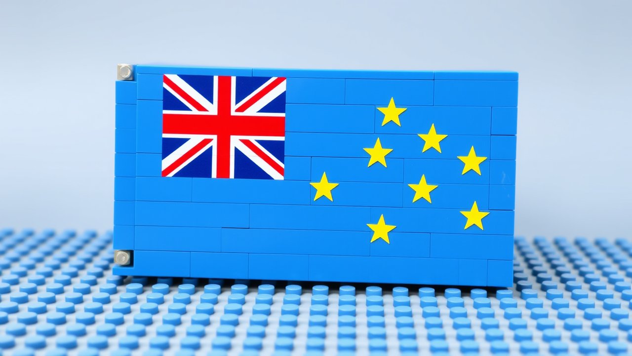 Flag of Tuvalu 🇹🇻 in lego bricks style