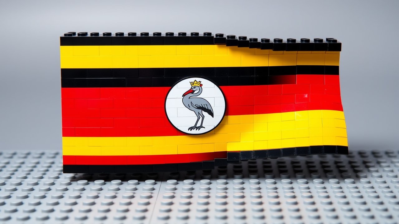 Flag of Uganda 🇺🇬 in lego bricks style