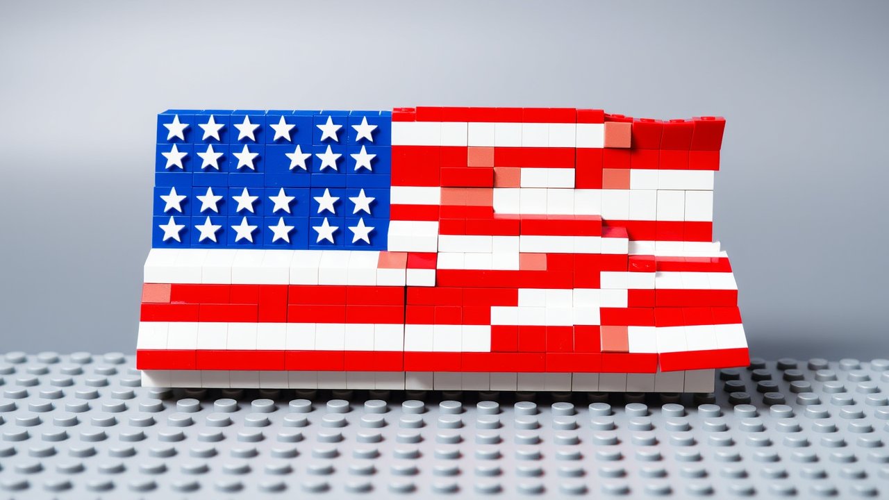 Flag of United States 🇺🇸 in lego bricks style