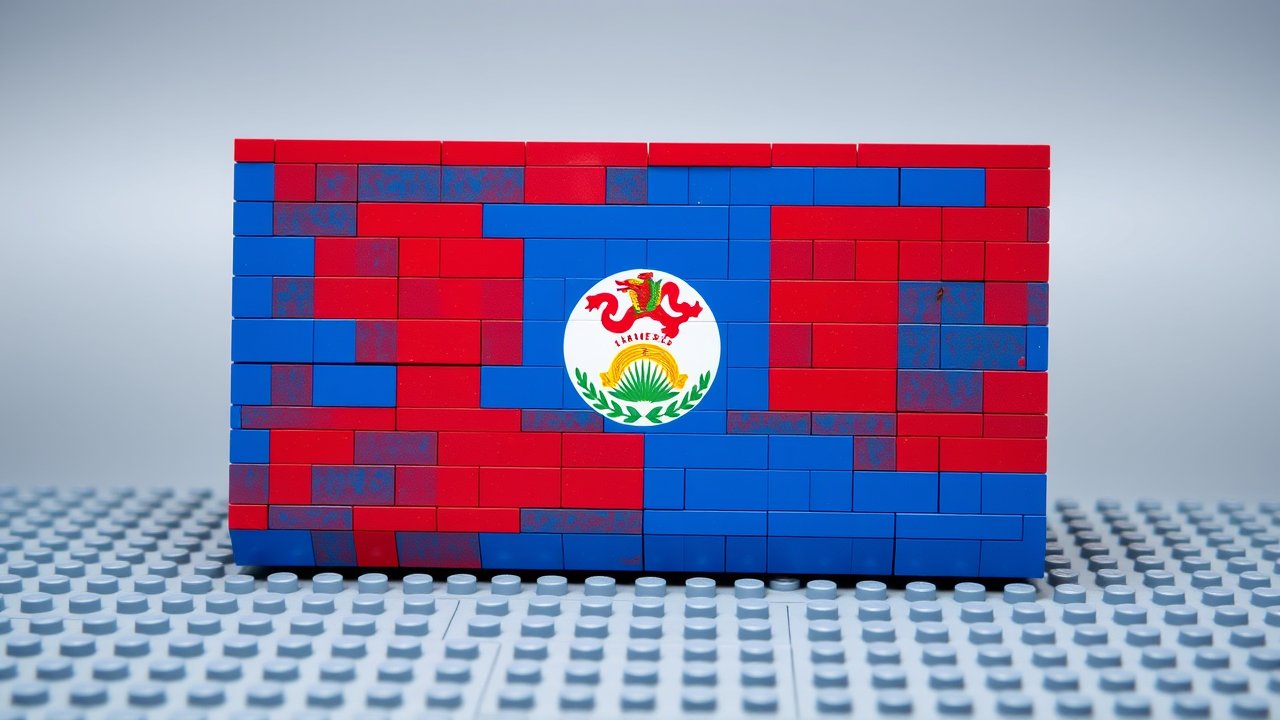 Flag of Belize 🇧🇿 in lego bricks style