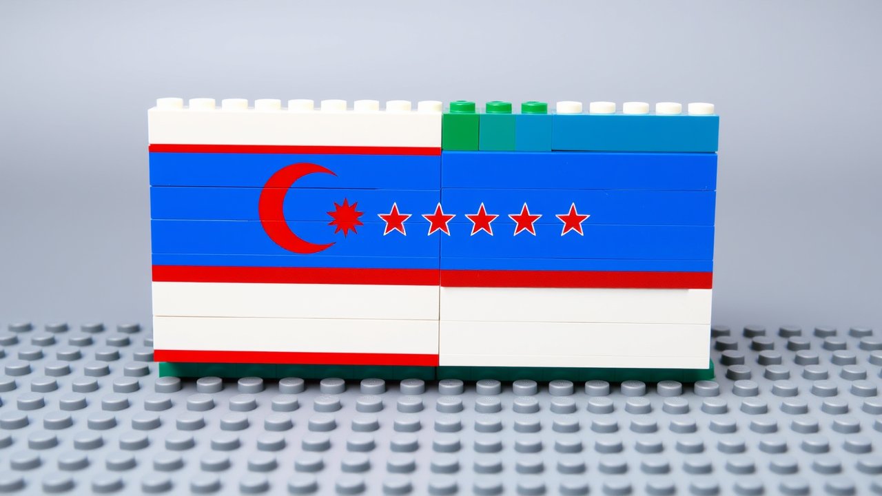 Flag of Uzbekistan πΊπΏ in lego bricks style