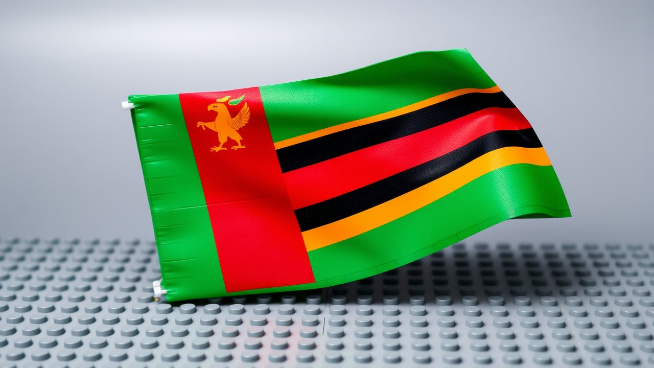 Flag of Zambia 🇿🇲 in lego bricks style