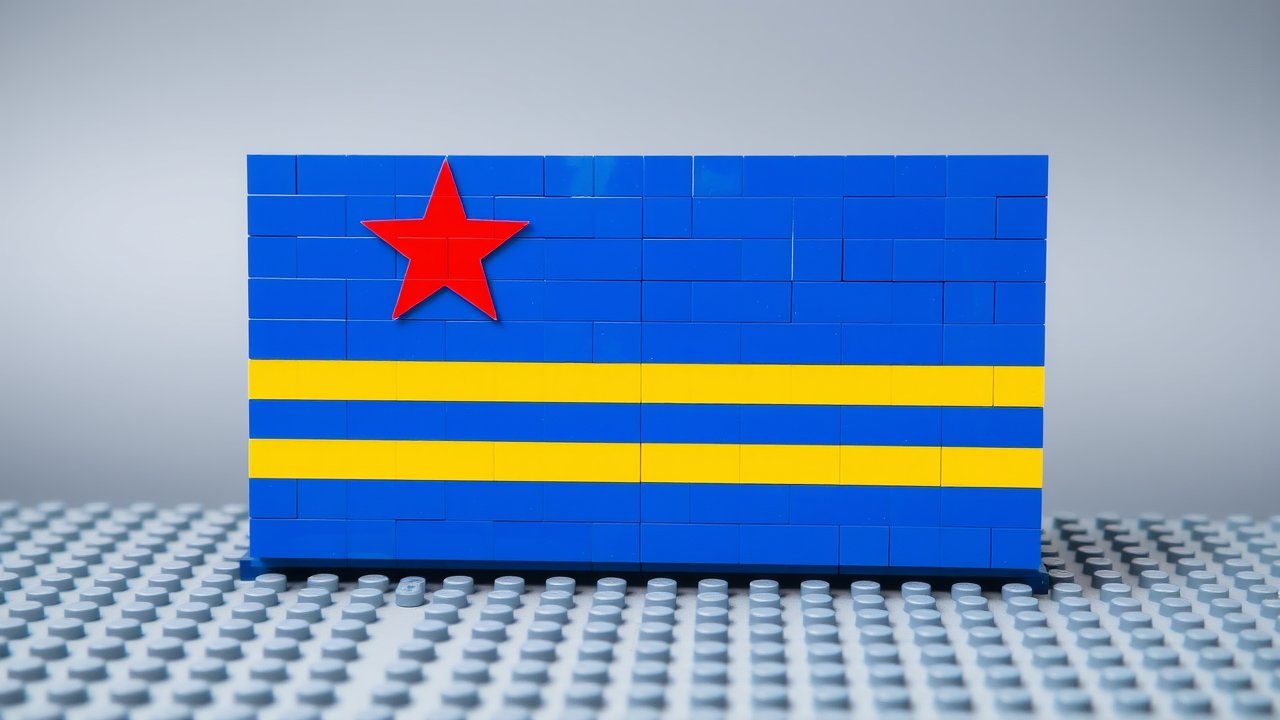 Flag of Aruba 🇦🇼 in lego bricks style