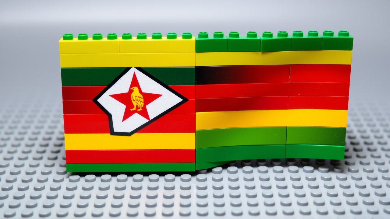 Flag of Zimbabwe 🇿🇼 in lego bricks style