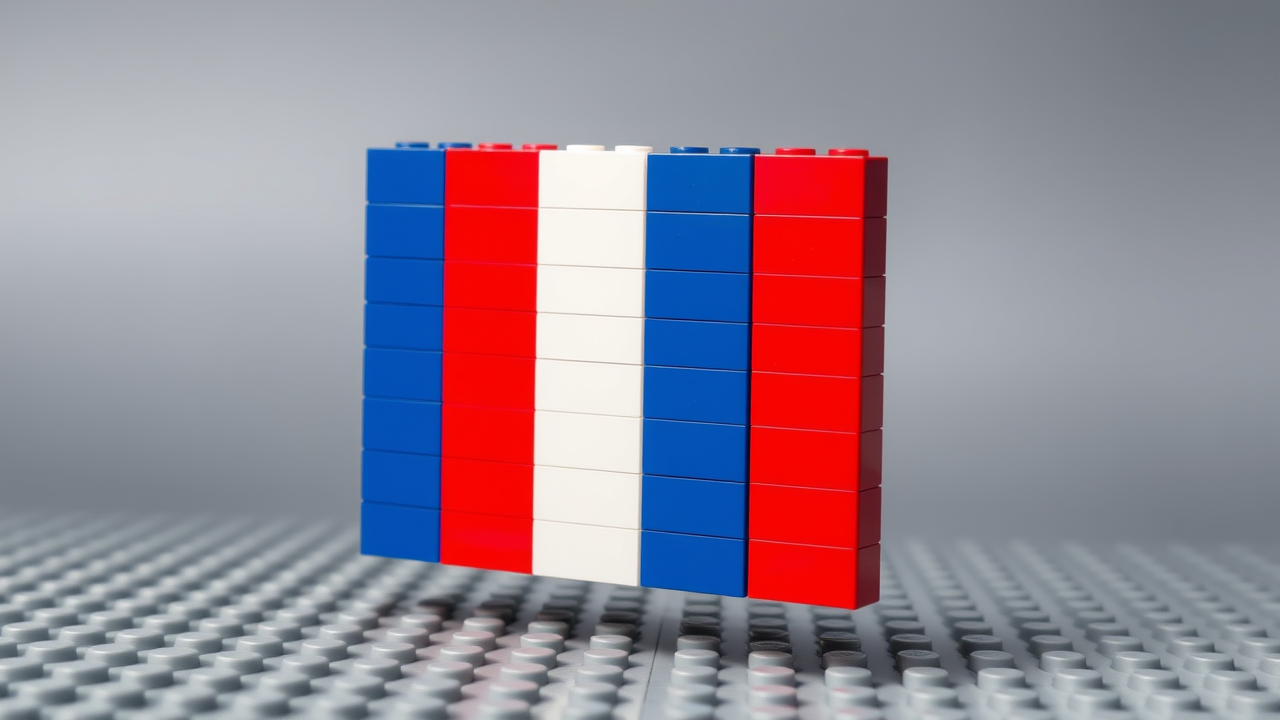 Flag of France in lego bricks style