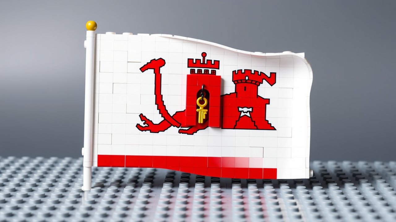 Flag of Gibraltar 🇬🇮 in lego bricks style