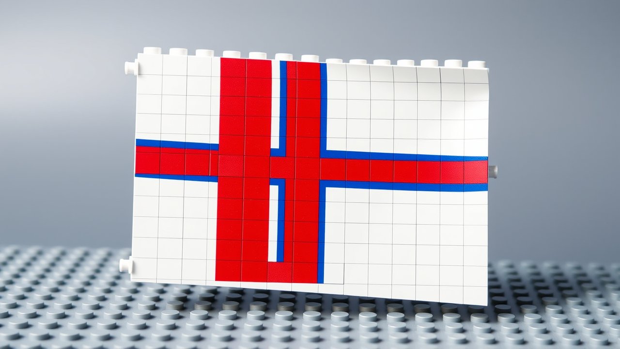 Flag of Faroe Islands 🇫🇴 in lego bricks style