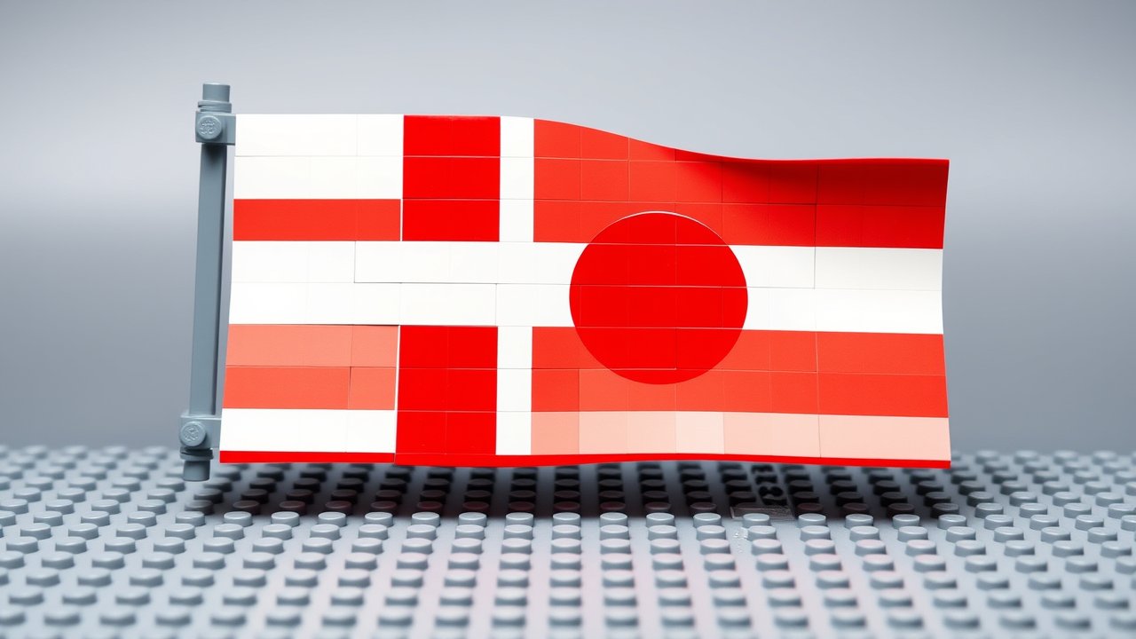 Flag of Greenland 🇬🇱 in lego bricks style