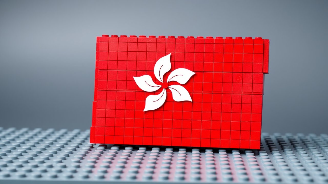 Flag of Hong Kong 🇭🇰 in lego bricks style