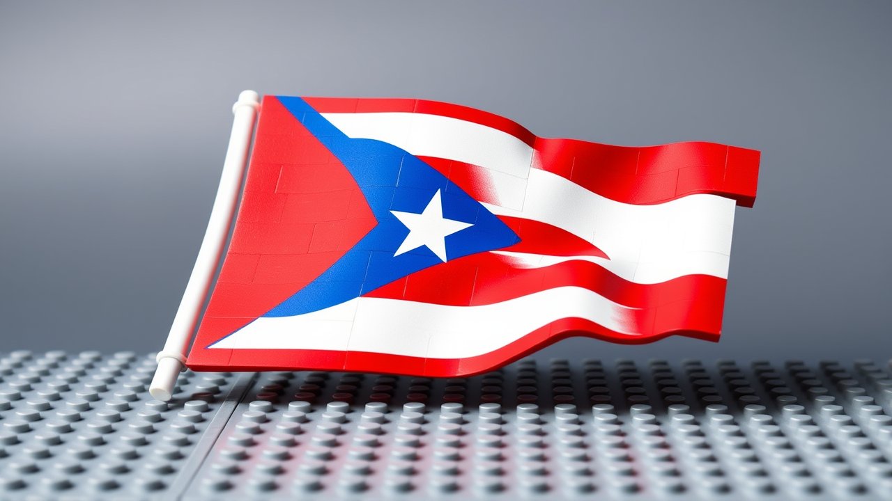 Flag of Puerto Rico 🇵🇷 in lego bricks style