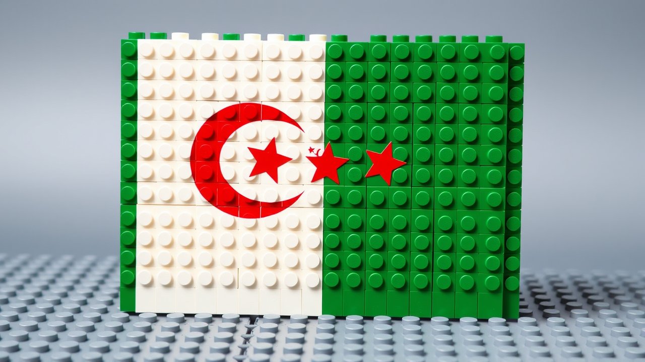 Flag of Algeria 🇩🇿 in lego bricks style