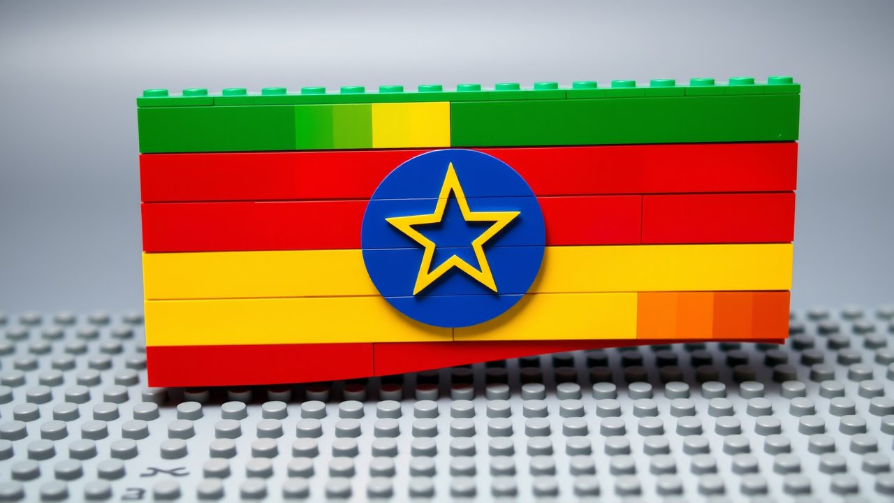 Flag of Ethiopia 🇪🇹 in lego bricks style