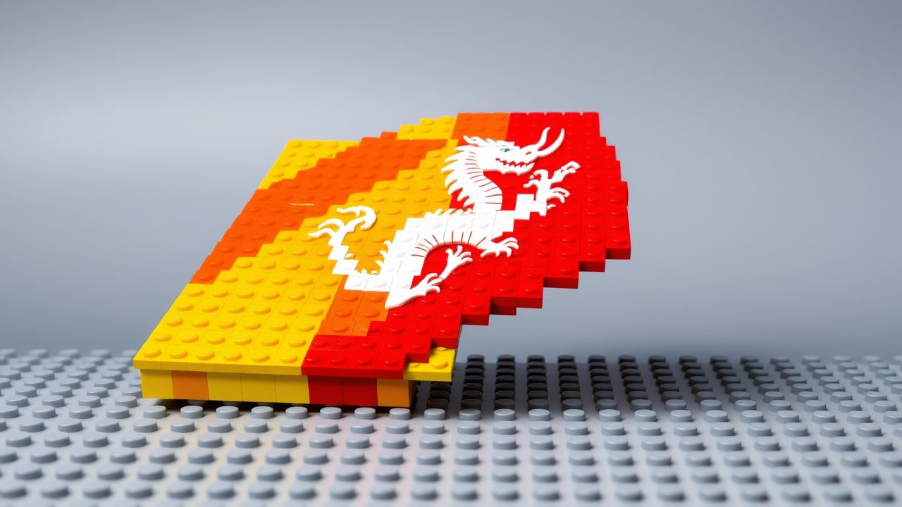 Flag of Bhutan 🇧🇹 in lego bricks style