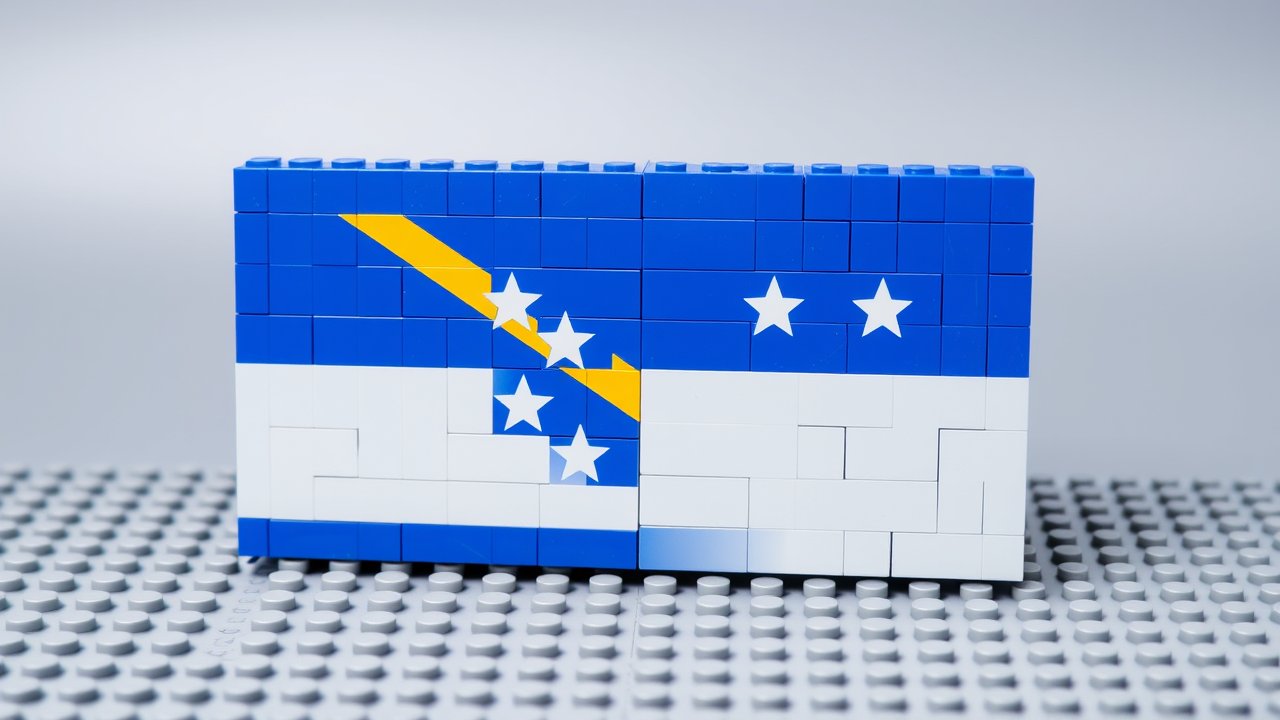 Flag of Bosnia and Herzegovina 🇧🇦 in lego bricks style