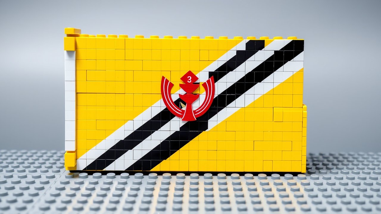 Flag of Brunei 🇧🇳 in lego bricks style