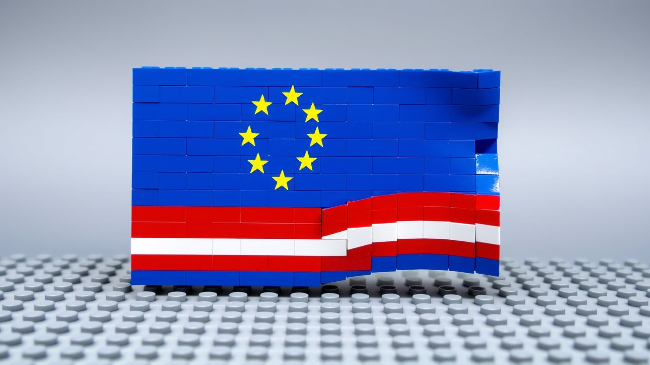 Flag of Cape Verde 🇨🇻 in lego bricks style