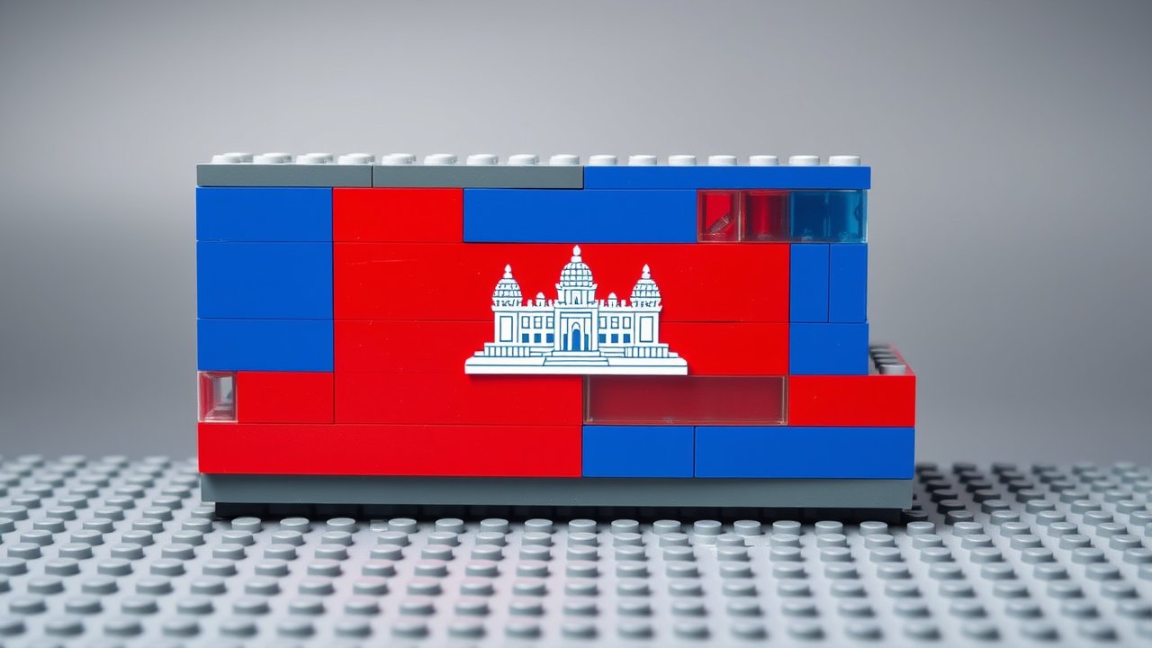 Flag of Cambodia 🇰🇠in lego bricks style
