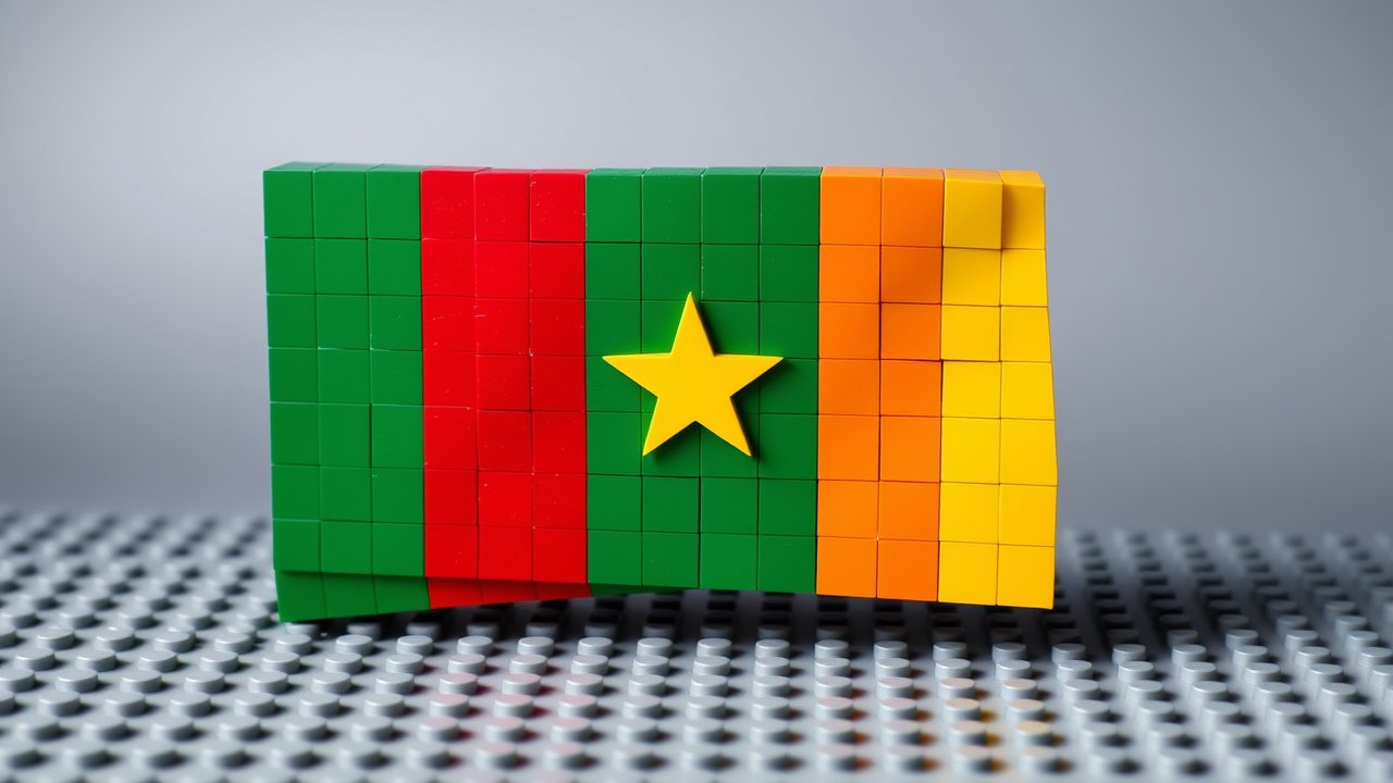 Flag of Cameroon 🇨🇲 in lego bricks style