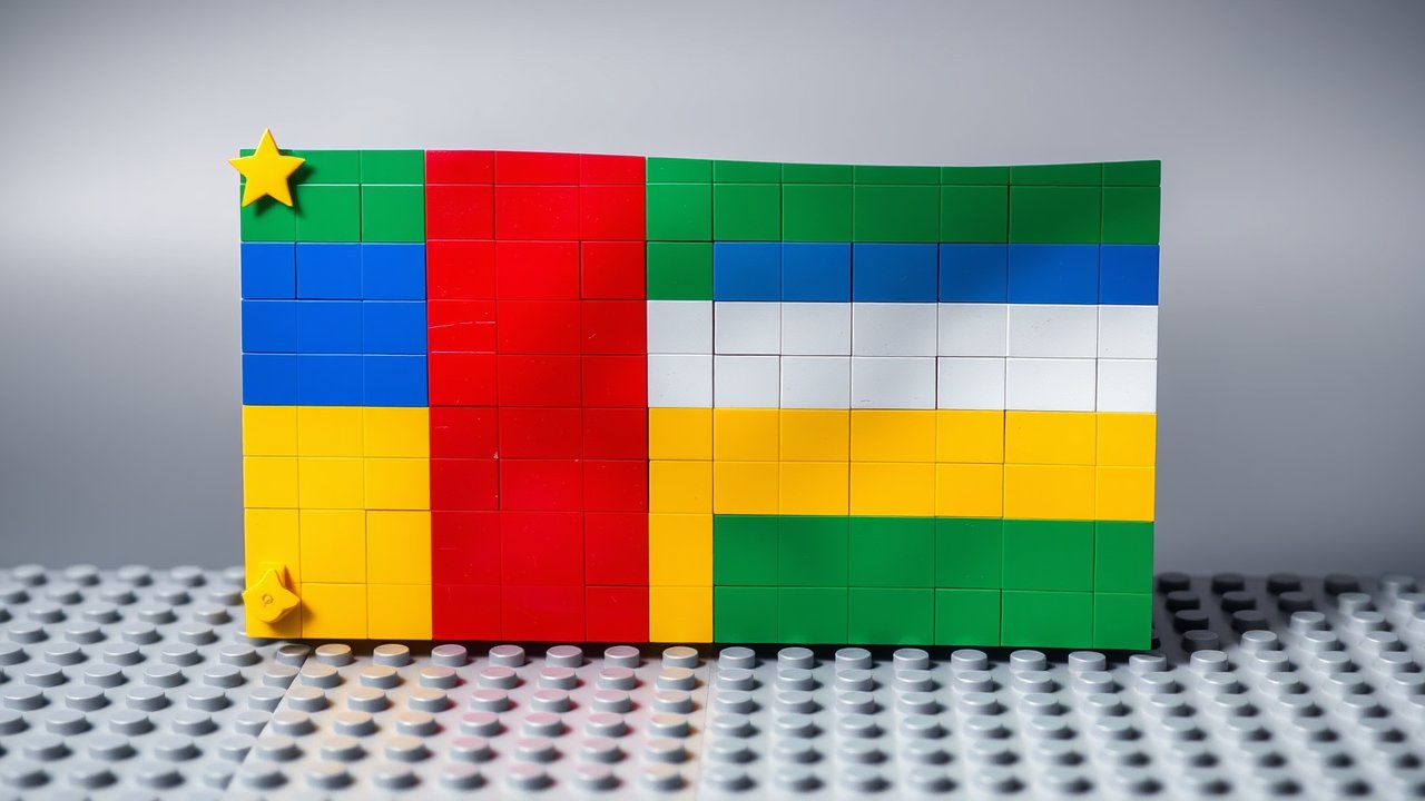 Flag of Central African Republic 🇨🇫 in lego bricks style