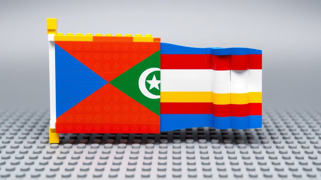 Flag of Comoros 🇰🇲 in lego bricks style