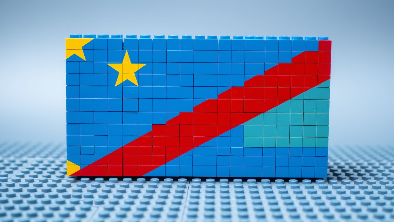 Flag of Democratic Republic of the Congo 🇨🇩 in lego bricks style
