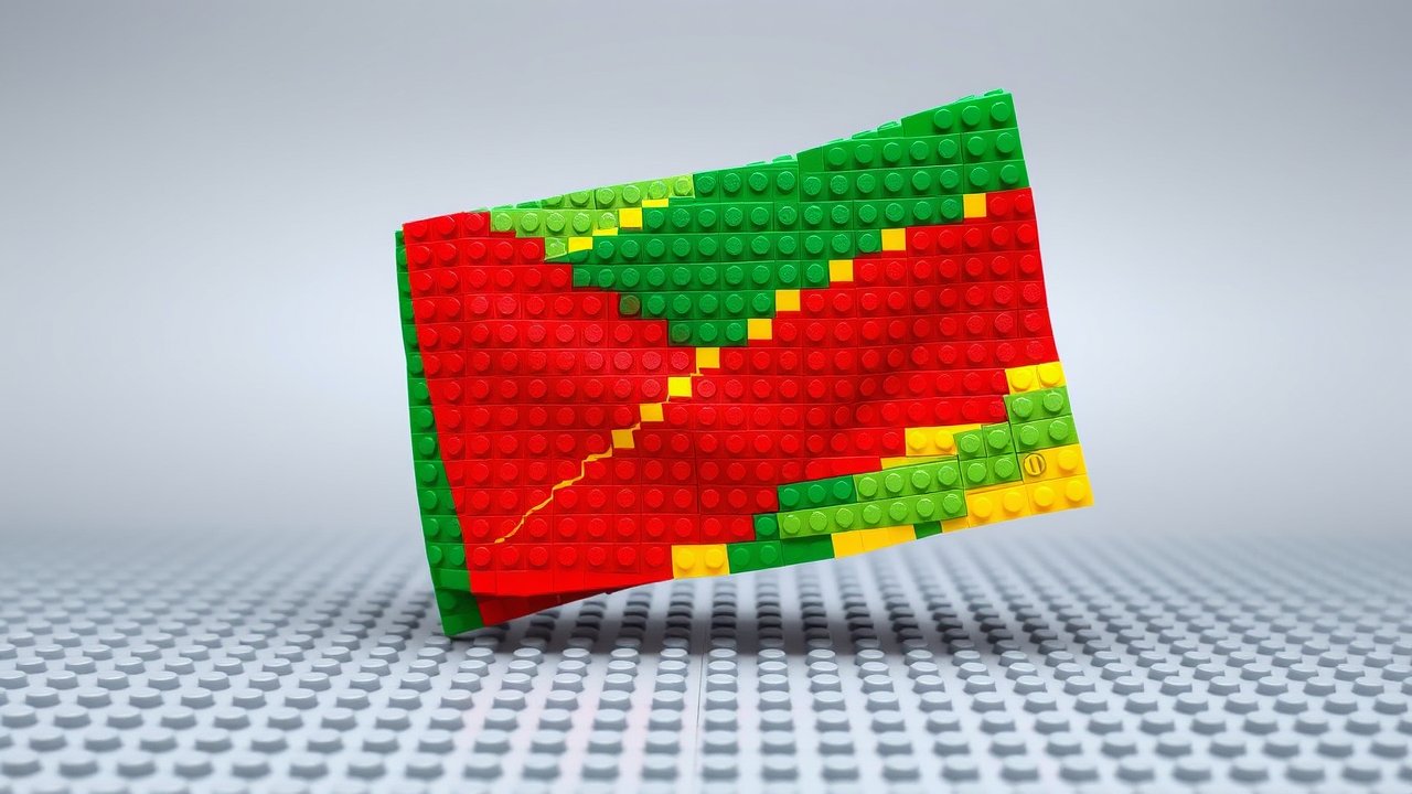 Flag of Congo 🇨🇬 in lego bricks style
