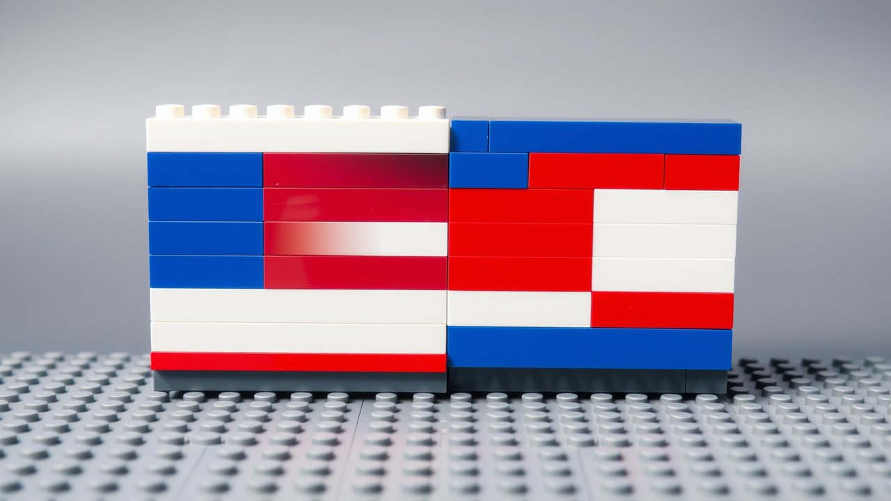 Flag of Costa Rica 🇨🇷 in lego bricks style