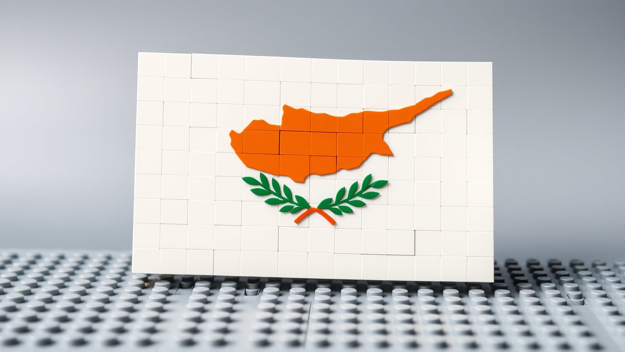 Flag of Cyprus 🇨🇾 in lego bricks style