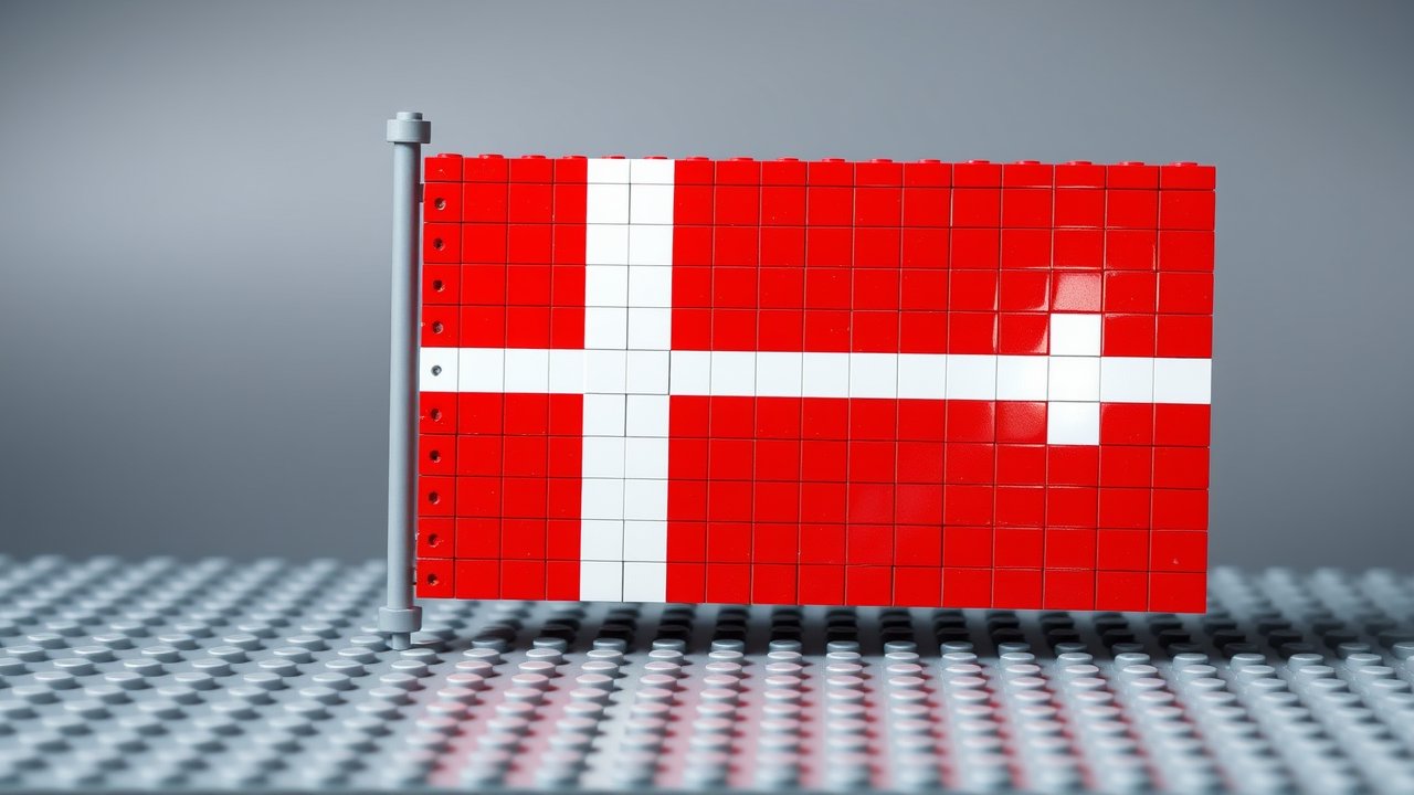 Flag of Denmark 🇩🇰 in lego bricks style